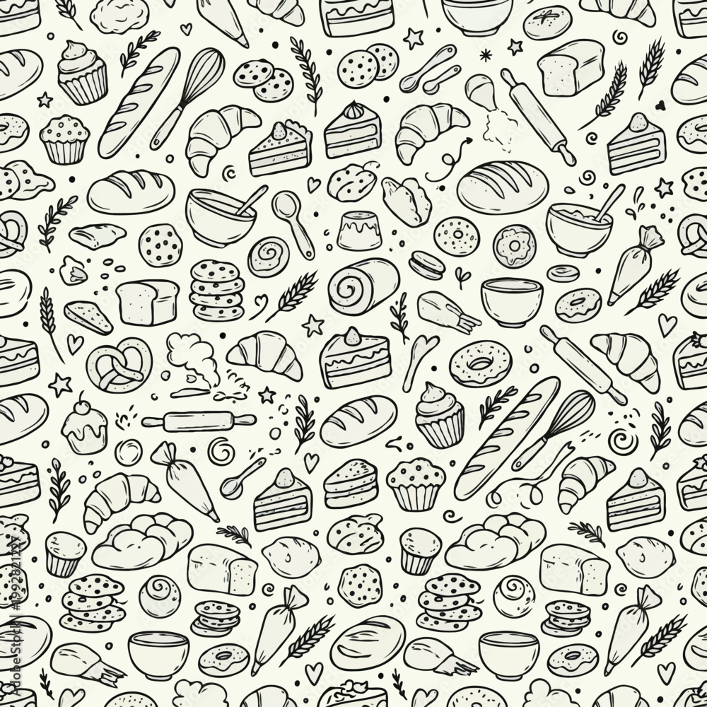 Fototapeta premium hand drawn food seamless pattern