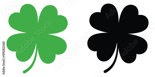 Four Leaf Clover Vector, lucky shamrock symbol