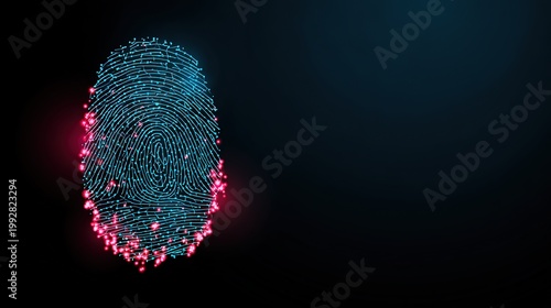 Digital Fingerprint: A futuristic digital fingerprint pulses with an ethereal glow against a deep blue backdrop, representing the cutting-edge of authentication and security.