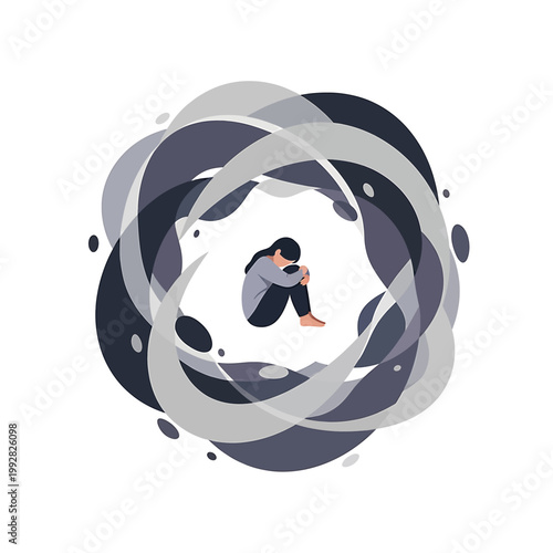 Person sitting alone in distress.