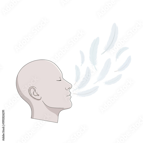 Man blowing out leaves from mouth.