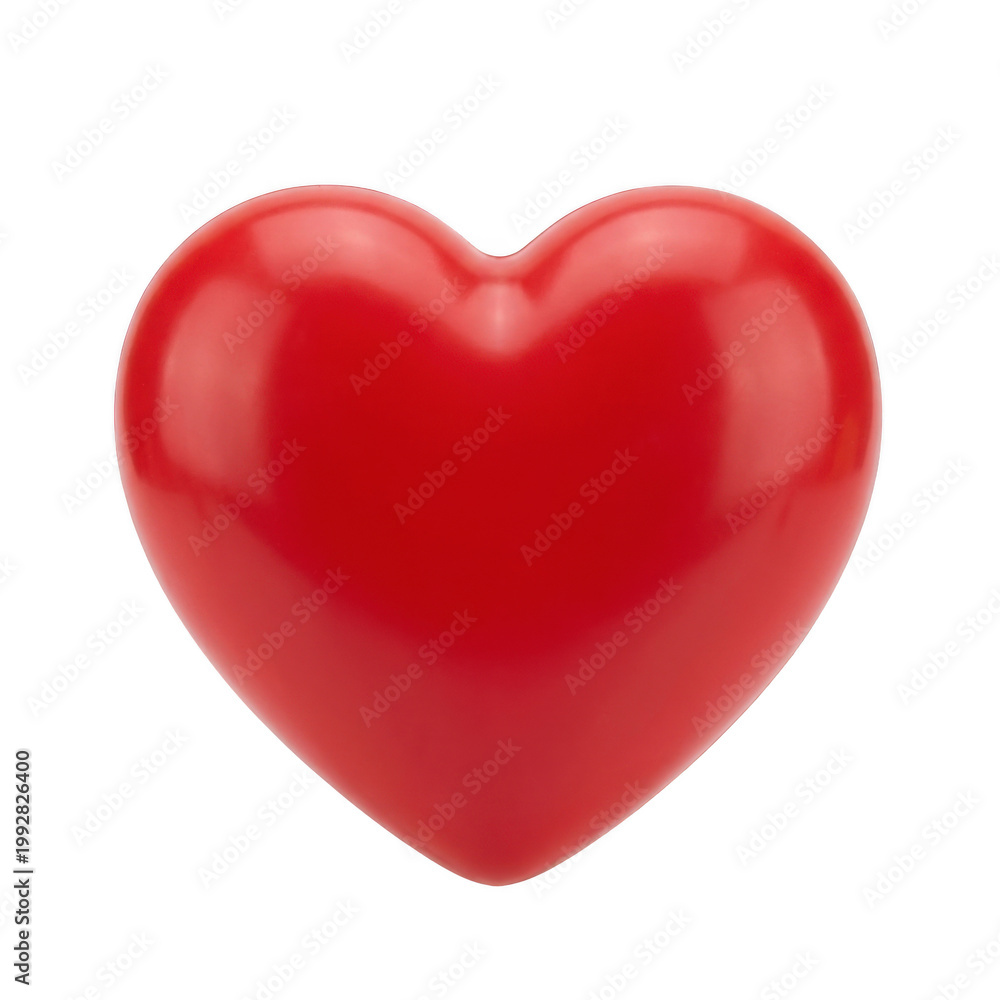Fototapeta premium Shiny 3D red heart isolated on transparent background