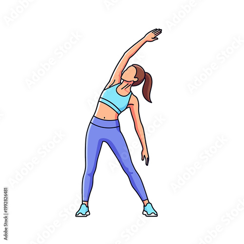 Woman in stretching exercise position outdoors.