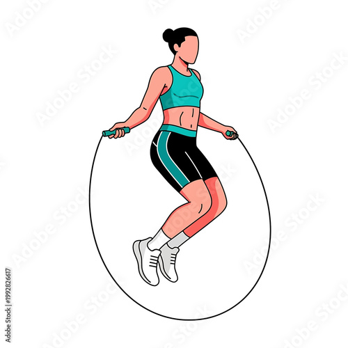 Woman jumping rope fitness exercise.