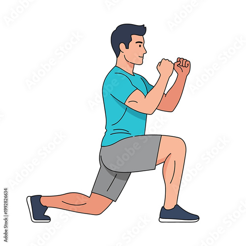 Man doing lunge exercise with fists 2.