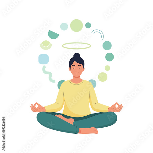 Woman meditating in lotus position calmly 2.