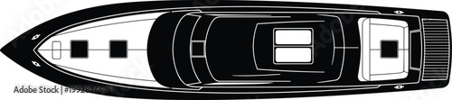 Yacht top view silhouette luxury boat marine transport vessel design vector illustration isolated nautical element collection