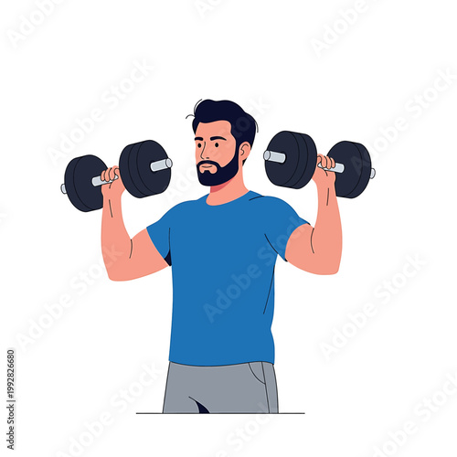 Man Lifting Dumbbells Exercise Fitness.