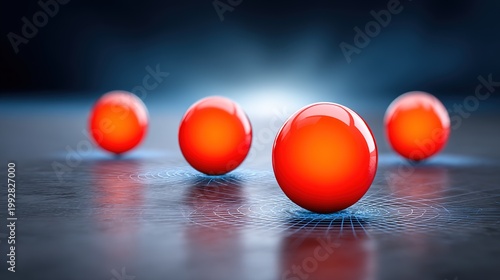 Abstract Spheres of Energy: A collection of vibrant, luminous spheres, exuding a sense of potent energy and dynamic movement. Displayed against a gradient background