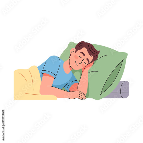 Man Sleeping on a Pillow Peacefully.