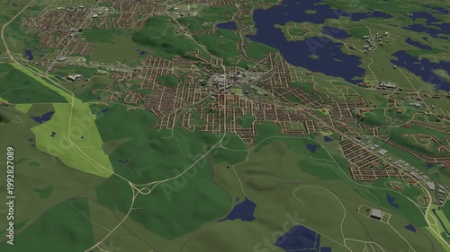 3D looped animation of city - Greater Sudbury Canada