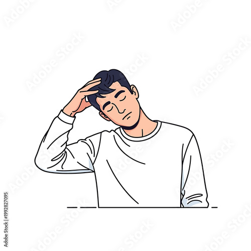 Man with hand on forehead looking stressed.