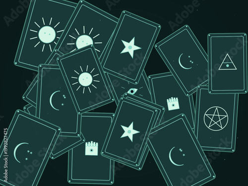 Tarot Cards Mystical Pattern Celestial Background