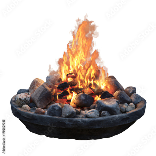 Burning Fire Pit PNG Isolated on Transparent Background for Outdoor Design Projects