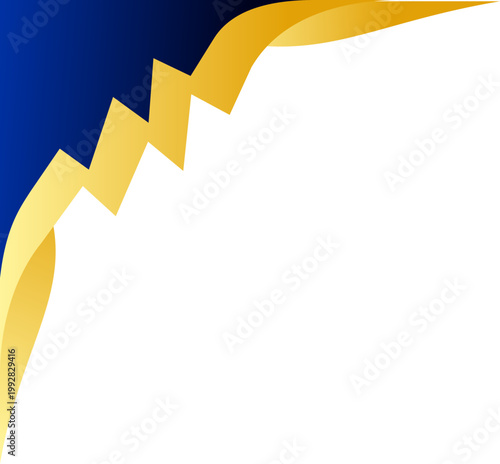 Golden zigzag lines frame a crisp white space. Deep blue tones contrast the warm metallic glow. Abstract design hints at energy or motion. Ideal for banners, presentations, or modern graphics