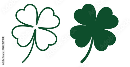 Leaf Clover Vector, simple clover leaf shape, lucky charm nature symbol