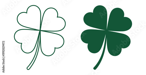 Leaf Clover Vector, simple clover leaf shape, lucky charm nature symbol