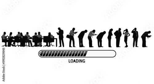 people waiting in line loading progress bar