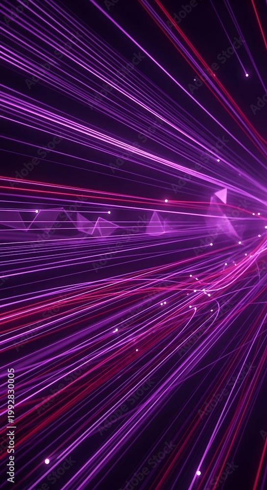 Fototapeta premium Abstract Digital Background with Glowing Purple and Red Light Trails.