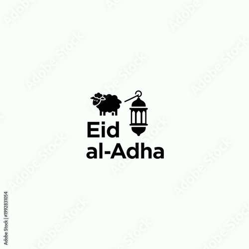 Eid al-Adha holiday celebration with sheep and lantern icon