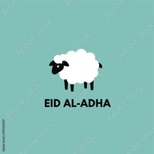 Eid Al-Adha Greeting Card with Cute Sheep Illustration