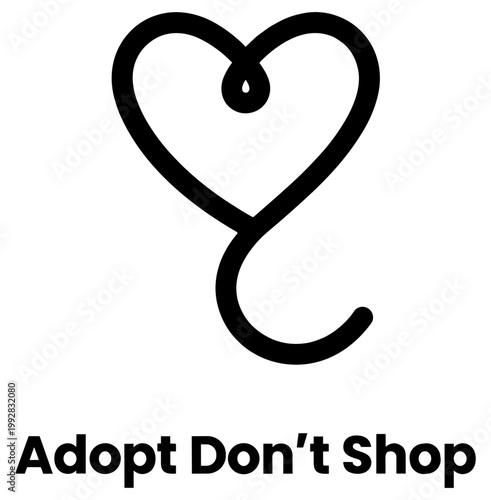 Heart-shaped stethoscope symbol with "adopt don't shop" text