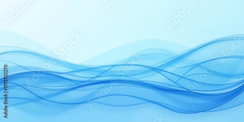 A smooth abstract blue wave design features flowing curves and light lines, creating a decorative vector pattern and artistic water element for a modern web wallpaper backdrop
