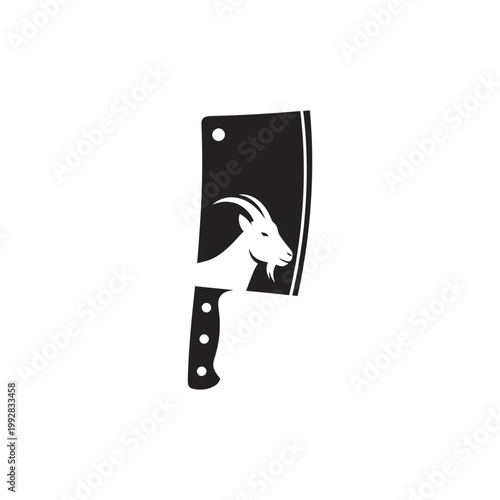 Goat meat cleaver logo design for butcher shop or deli