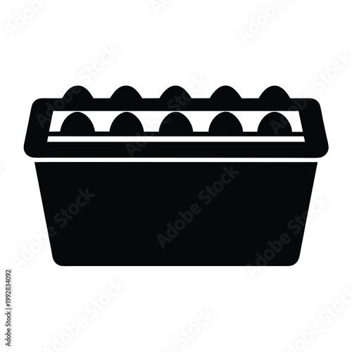 Full black carton of eggs showing the form and shape fully