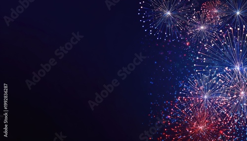 4th of July fireworks background with copy space blue patriotic celebration banner