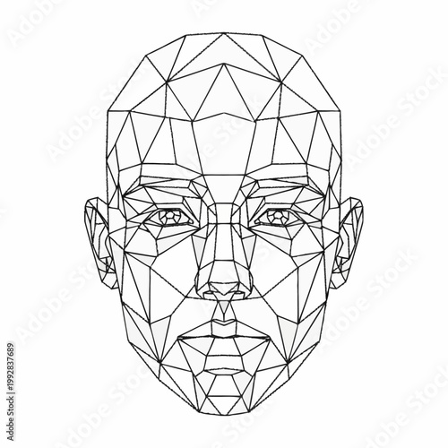 Quadro su tela Geometric Human Face Outline Wireframe.