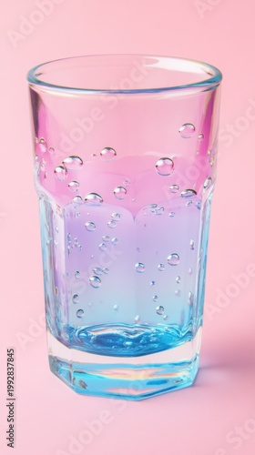 Glass of Colorful Bubble Tea with Gradient and Bubbles