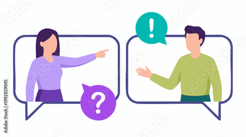 Bilde på lerret People Communicating: Questioning, Answering, and Problem Solving Concept