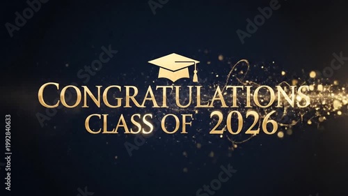 Animated celebration video for graduation honors with golden confetti and congratulatory message for the class of 2026