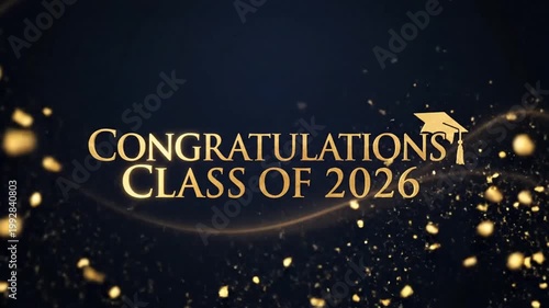 Graduation Celebration Video Highlights with Sparkling Gold Text Animation for Class of 2026