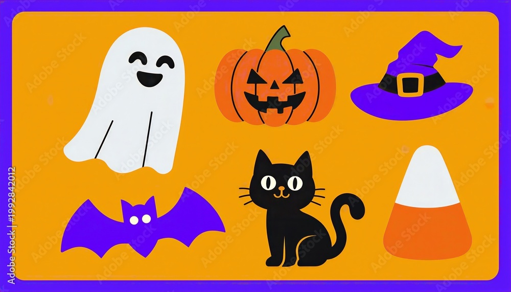Obraz premium Halloween Themed Clipart with Characters