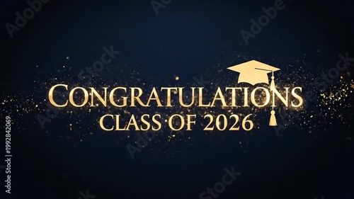Celebratory video showcasing graduation honors and academic achievement for the class of 2026 with sparkling effects and