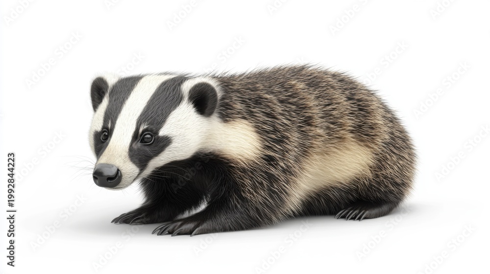 Fototapeta premium Realistic Badger Isolated on White Background