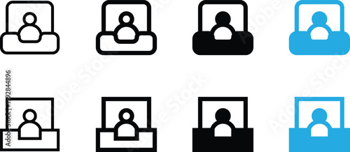 Receptionist icon set information desk, customer service, help desk, office, person symbols