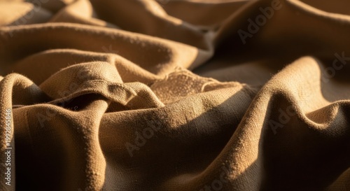 Ethereal Fabric's Golden Glow: The image presents a captivating display of folded fabric, gracefully arranged to catch the warm embrace of light, creating a tactile and serene visual experience. 