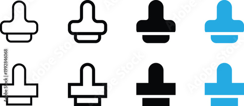 Set of stamp or game piece icons, vector illustration