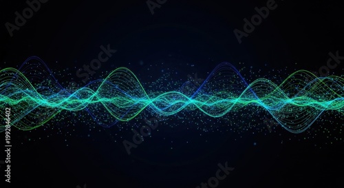 Rhythmic Digital Waves: An abstract visual depiction of rhythmic digital waves. The undulating pattern suggests the flow of data or information, emphasizing energy, movement.