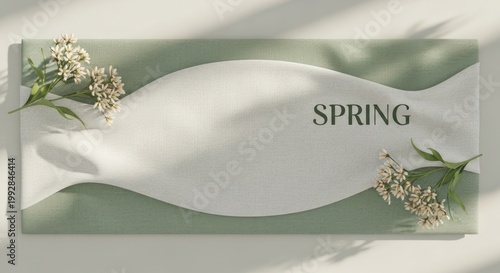 Spring's Gentle Whisper: Delicate blooms and soft shadows dance around an inviting text space, evoking a sense of renewal and growth.