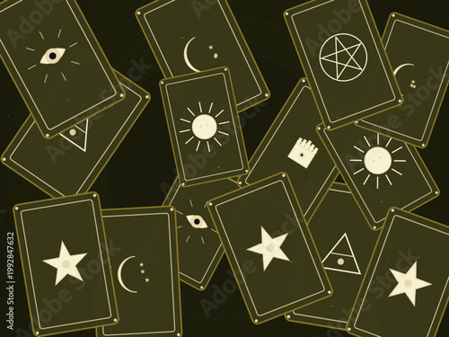Vintage Tarot Cards Mystical Occult Pattern Design Backdrop
