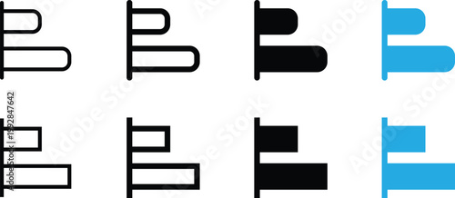 Horizontal bar chart icon set with various styles and weights for web and app design