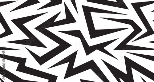 Abstract geometric sharp shapes pattern with zig zag op art line art