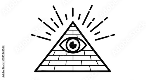 All Seeing Eye Pyramid Symbol Vector Illustration