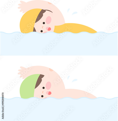 수영하는 어린이 일러스트