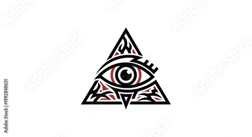 Mysterious All Seeing Eye Triangle Symbol - Conspiracy, Secret Society, Esoteric Icon