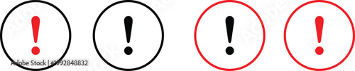 Exclamation marks in circles for warning signs